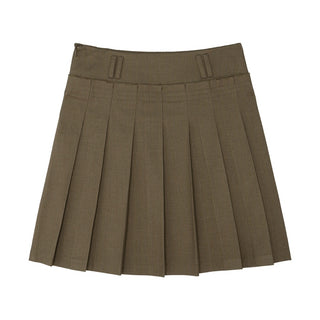 Simple Project Pleated Skirt-Brown