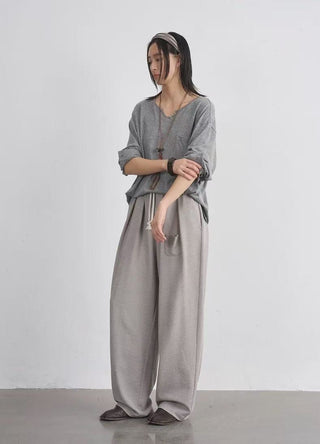BALIANG Rattan Curved Pants-Smoke Grey