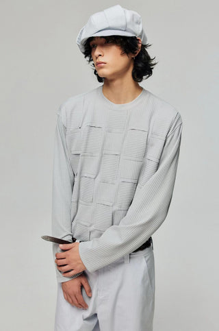 Simple Project Woven Long Sleeve T-Shirt-Grey