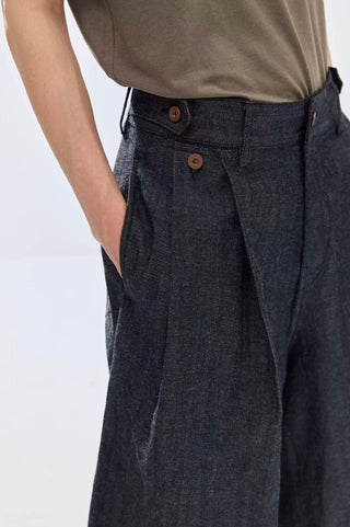 Simple Project Ramie Indigo Jorts