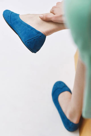 Simple Project Brogue Ballet Flats-Blue Suede