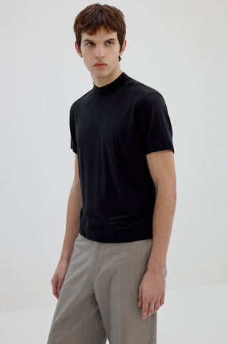 Simple Project Mock-Neck Tee-Black