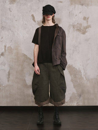 ILNya Twisted Cuff Cropped Pants-Olive Green