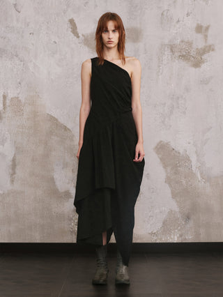 ILNya Asymmetric Pleated Layered Maxi Dress 0