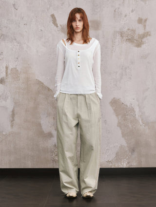 ILNya Frayed Curved Trousers