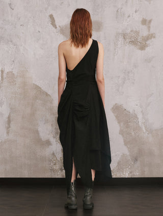 ILNya Asymmetric Pleated Layered Maxi Dress