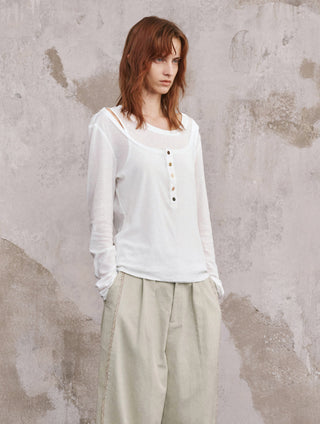 ILNya Layered Raw-Edge Cotton Tee
