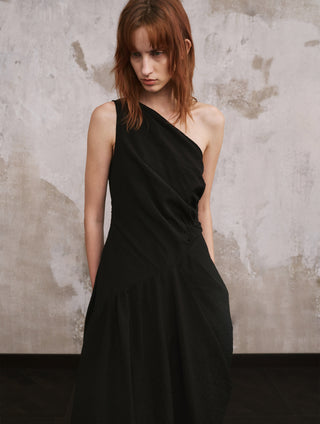 ILNya Asymmetric Pleated Layered Maxi Dress