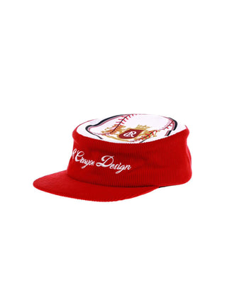 6CRAYON Embroidered Corduroy Baseball Cap-Red