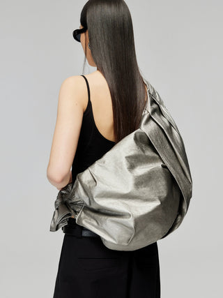 Simple Project Knot Pleated Bag-Silver