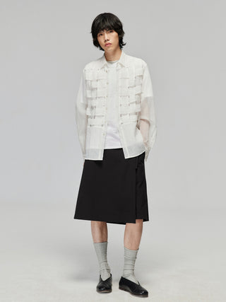 Simple Project Organza Braided Shirt-White