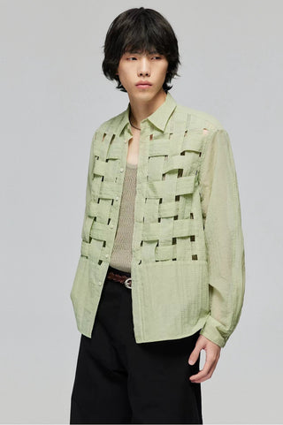 Simple Project Organza Braided Shirt-Green