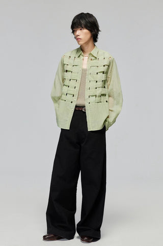 Simple Project Organza Braided Shirt-Green
