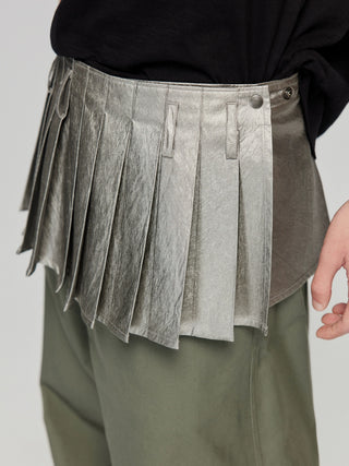 Simple Project Pleated PU Layering Skirt