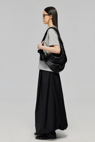 Simple Project Nylon Drawstring Skirt-Black