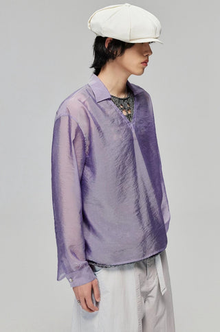 Simple Project Sheer Shirt-Purple