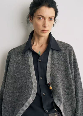BALIANG Batwing Alpaca Cardigan-Gray