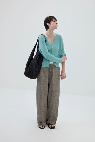 Simple Project Plaid Linen Trousers