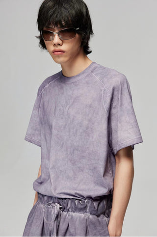 Simple Project Tie Dye Boxy Shirt-Purple