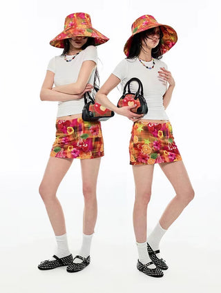 1JINN Summer Fruit Print Skirt