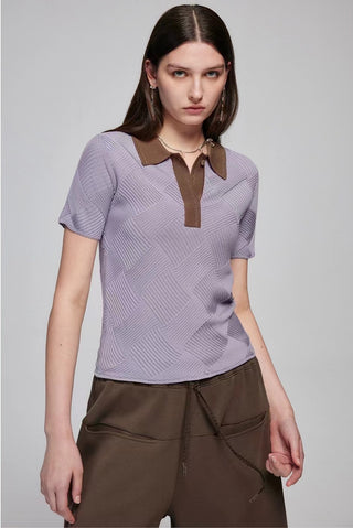 Simple Project Tencel Polo Shirt-Purple
