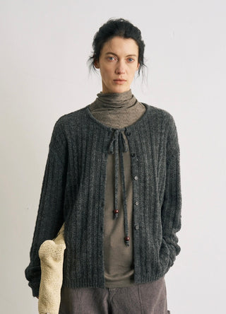 BALIANG Alpaca Fluffy Cardigan-Gray