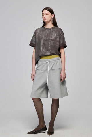 Simple Project Airy Drawstring Shorts-Grey