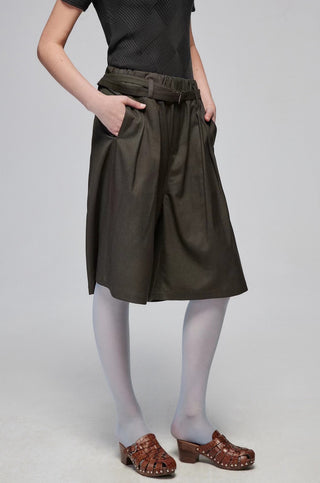 Simple Project Belted TR Shorts-Dark Brown