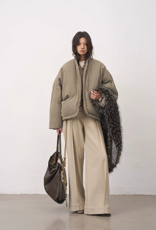 BALIANG Nest Fur Puffer Jacket-Moss Gray