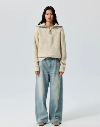 Simple Project High-Neck Sweater-Cream