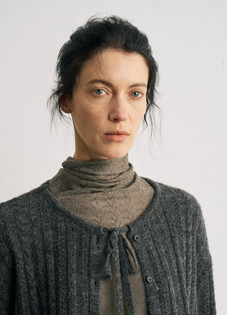 BALIANG Alpaca Fluffy Cardigan-Gray