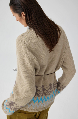 Simple Project Fair Isle Sweater-Khaki