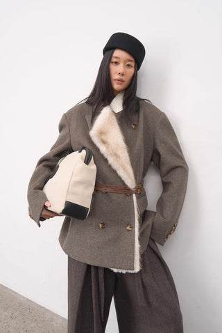 BALIANG Coil Tweed Blazer-Camel