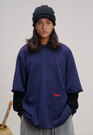 Unlimited Mote Waffle Jumper-Navy Blue