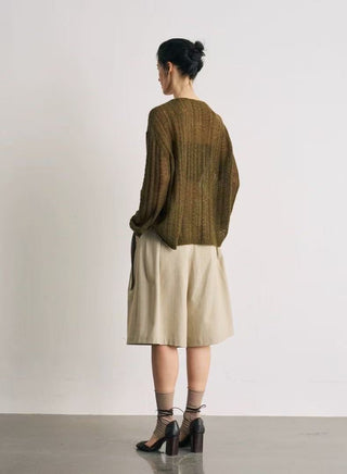 BALIANG Alpaca Fluffy Cardigan-Velvet Green