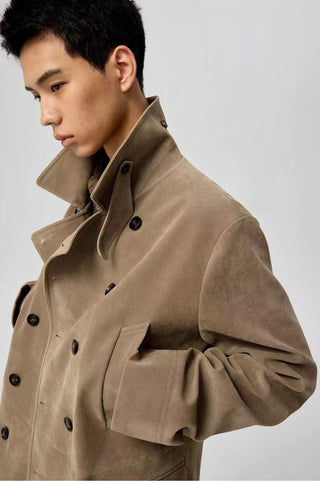 Simple Project Suede Peacoat-Khaki