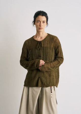 BALIANG Alpaca Fluffy Cardigan-Velvet Green