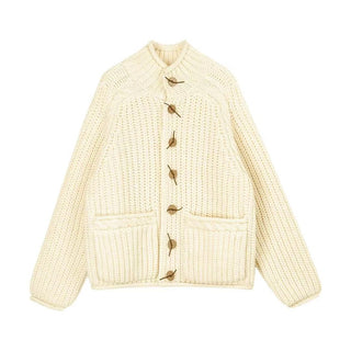 Simple Project Chunky Wool Cardigan-Ivory