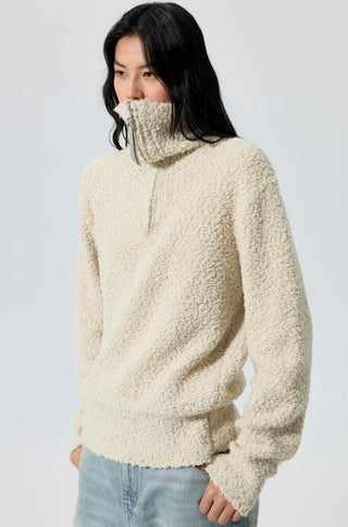 Simple Project High-Neck Sweater-Cream