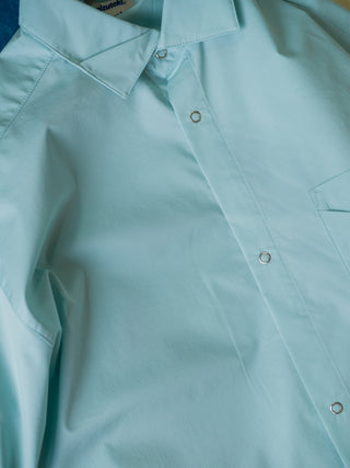 MIZUTOKI Supima Origami Shirt-Misty Cyan
