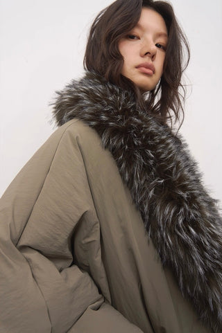 BALIANG Nest Fur Puffer Jacket-Moss Gray