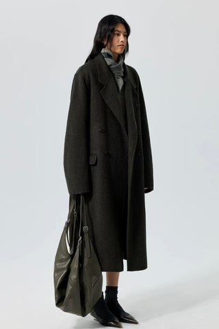 Simple Project Wool Chester Coat-Olive Green