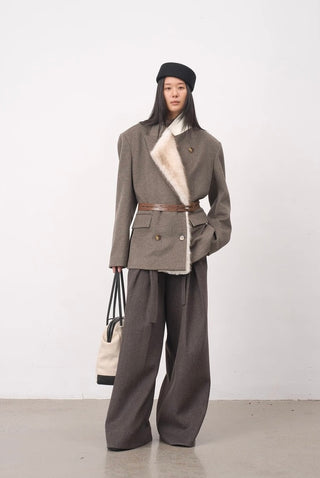 BALIANG Coil Tweed Blazer-Camel