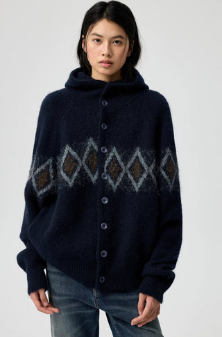 Simple Project Jacquard Sweater-Navy