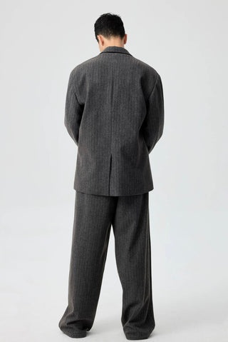 Simple Project Striped Wool Trousers