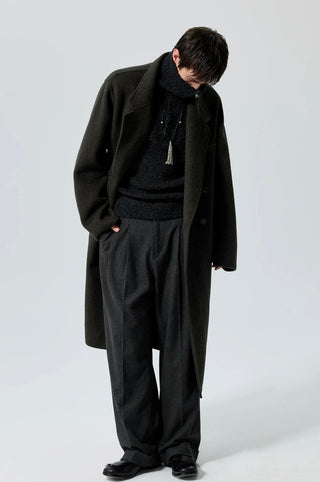 Simple Project Wool Chester Coat-Olive Green