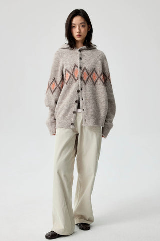 Simple Project Jacquard Sweater-Khaki