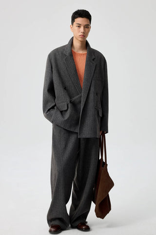 Simple Project Striped Wool Trousers