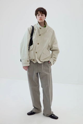 Simple Project Linen Chino Pants-Stone Grey