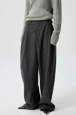 Simple Project Striped Wool Trousers